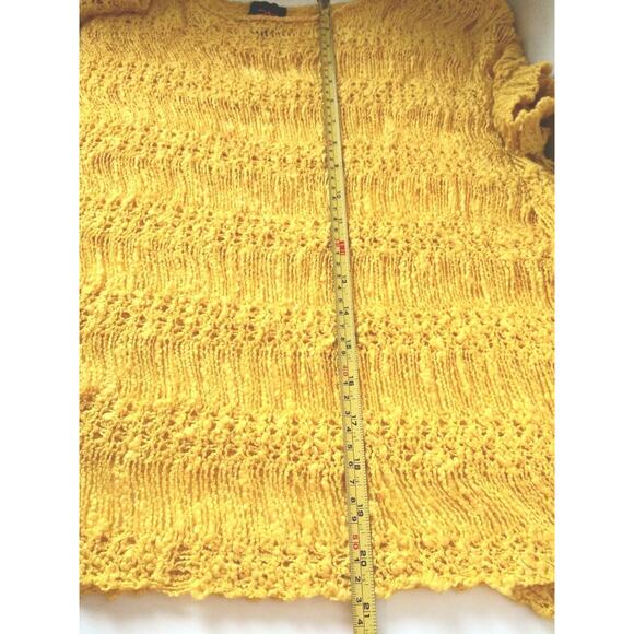 2b Bebe Womens M/L Loose Knit Sweater Top Bright Yellow Boxy Boho Artsy Y2K - Picture 11 of 11